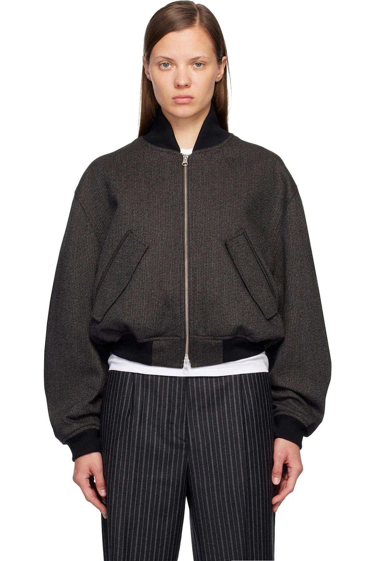 Brown & Gray Blouson Bomber Jacket