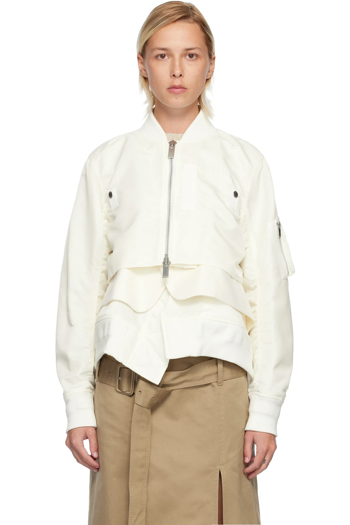 Off-White Nylon Twill & Wool Melton Blouson Jacket