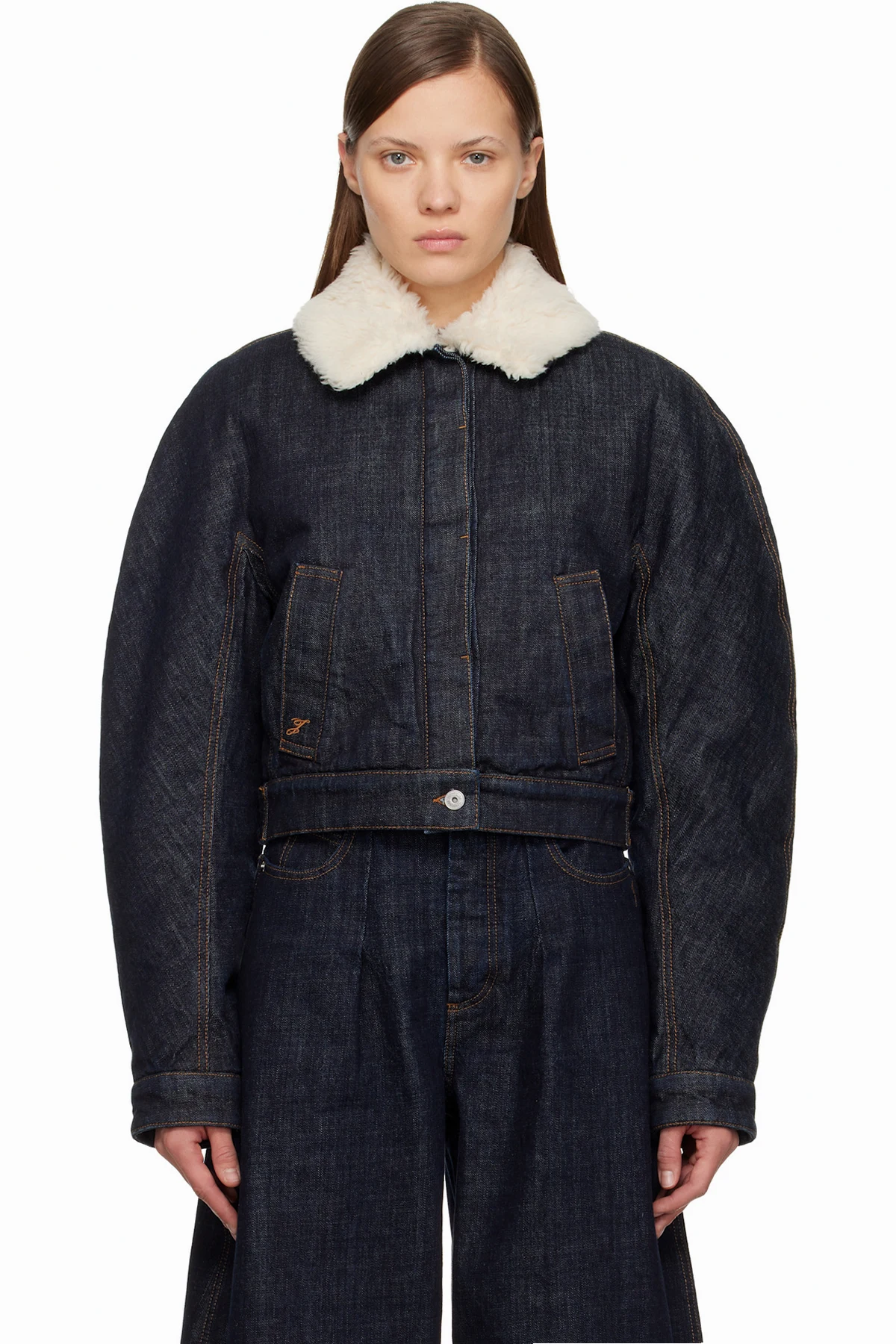 Navy 'The Ovalo de-Nîmes' Denim Bomber Jacket