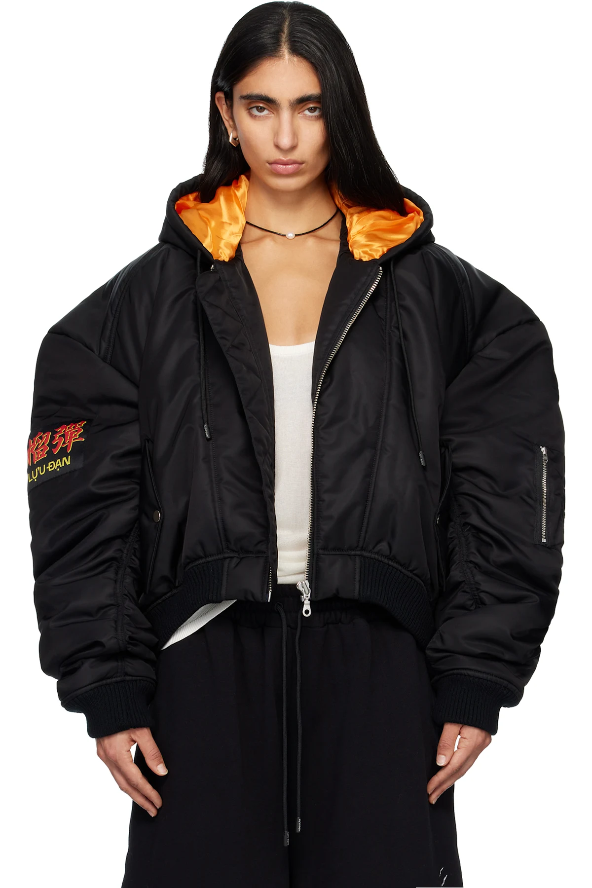 Black Distorted MA1 Bomber Jacket
