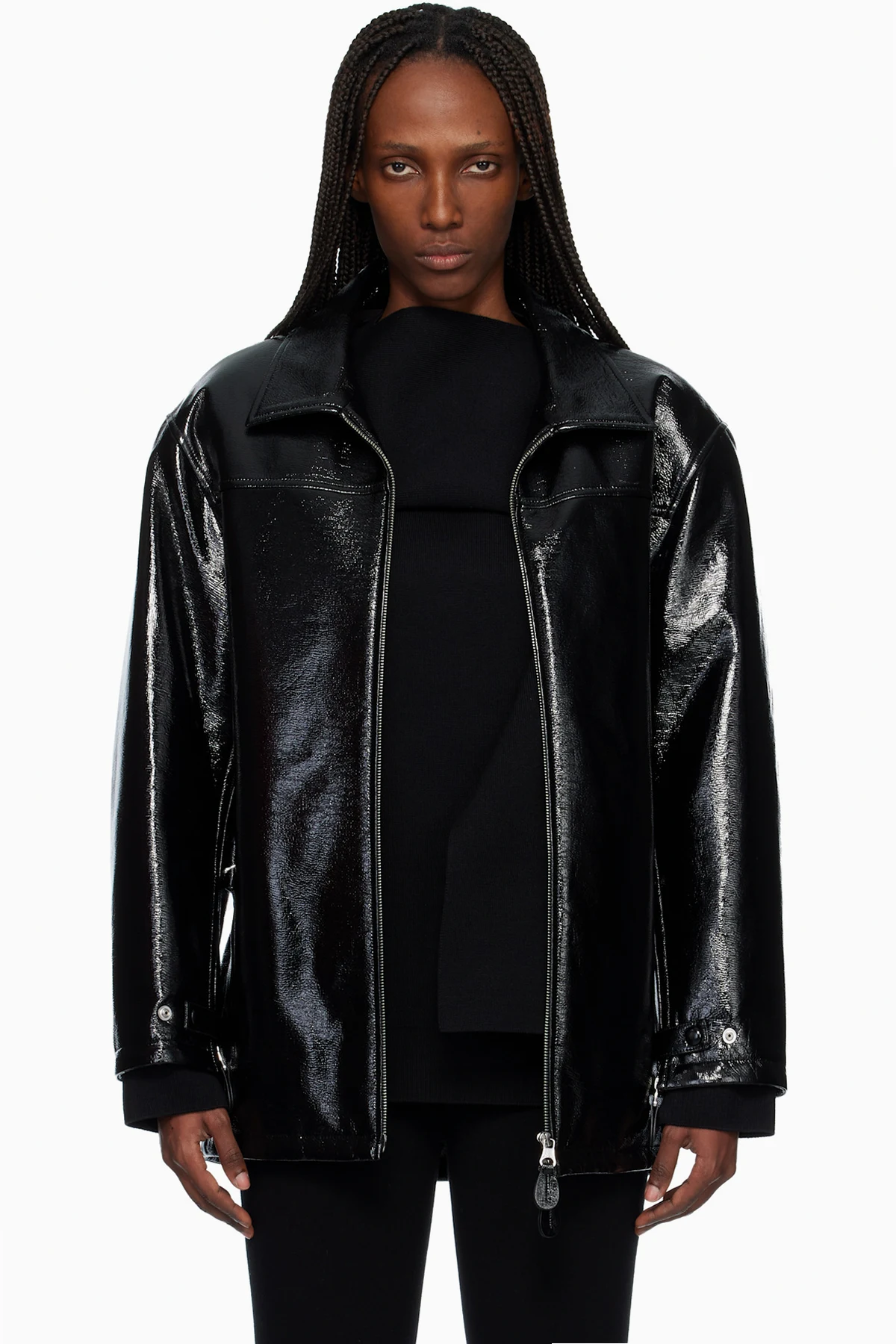 Black Oversized Vinyl Jacket