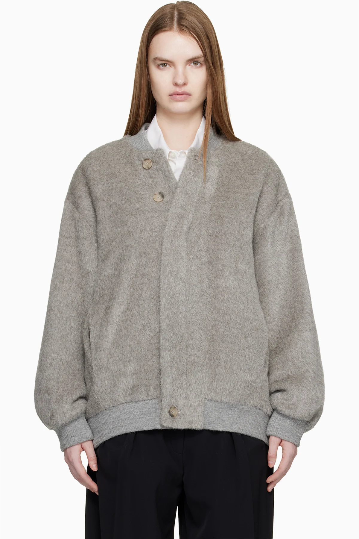 SSENSE Exclusive Gray Brushed Bomber Jacket