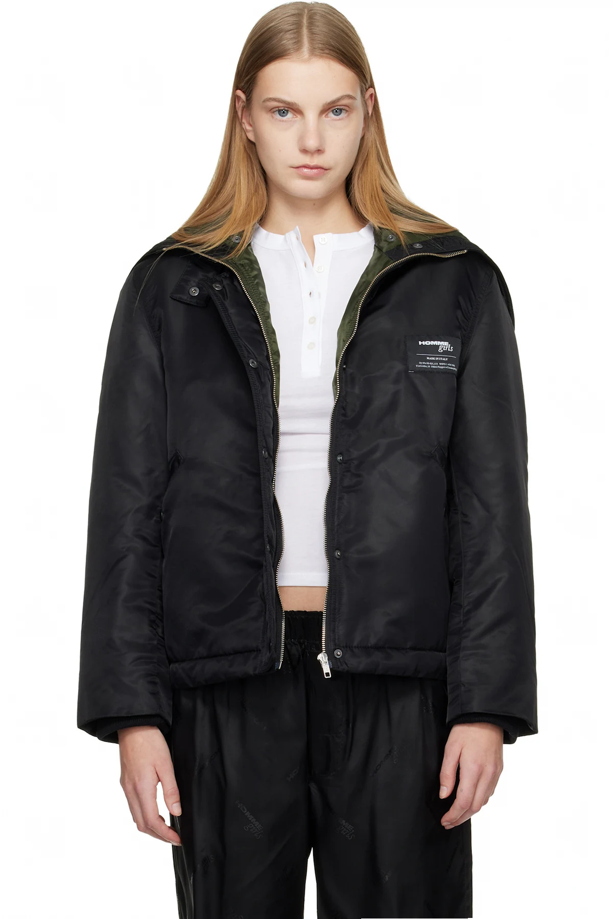 Black Nylon Bomber Jacket