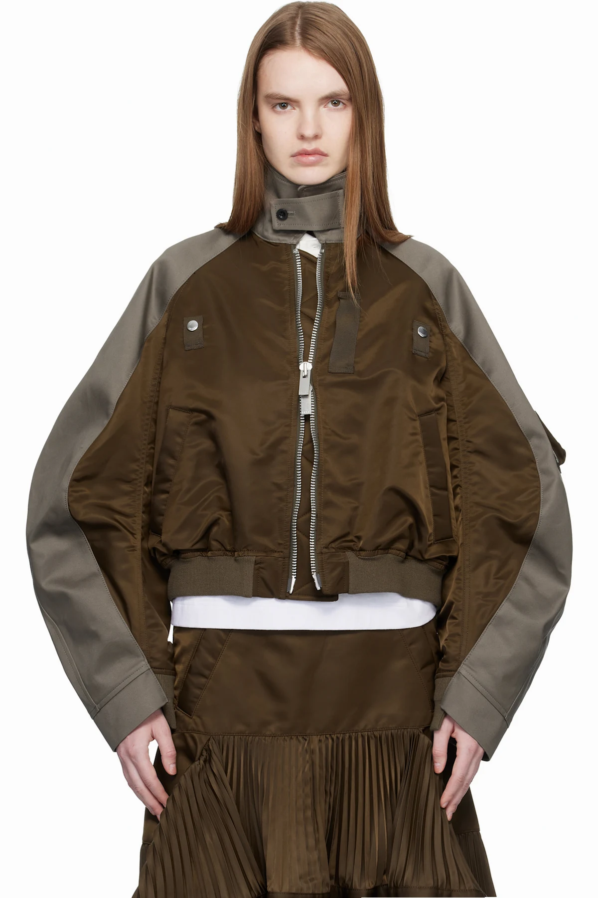 Brown Chino & Twill Bomber Jacket