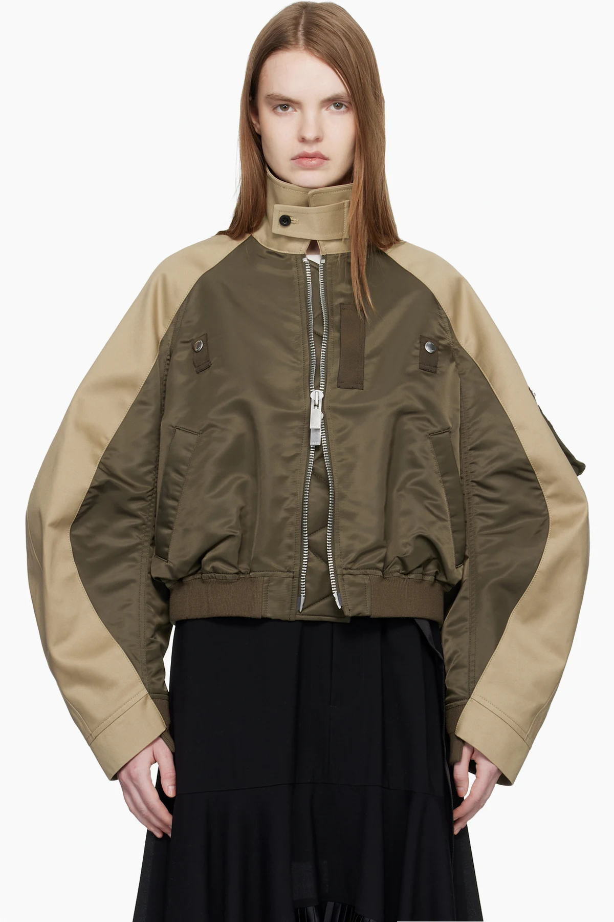 Khaki & Beige Chino Twill Bomber Jacket