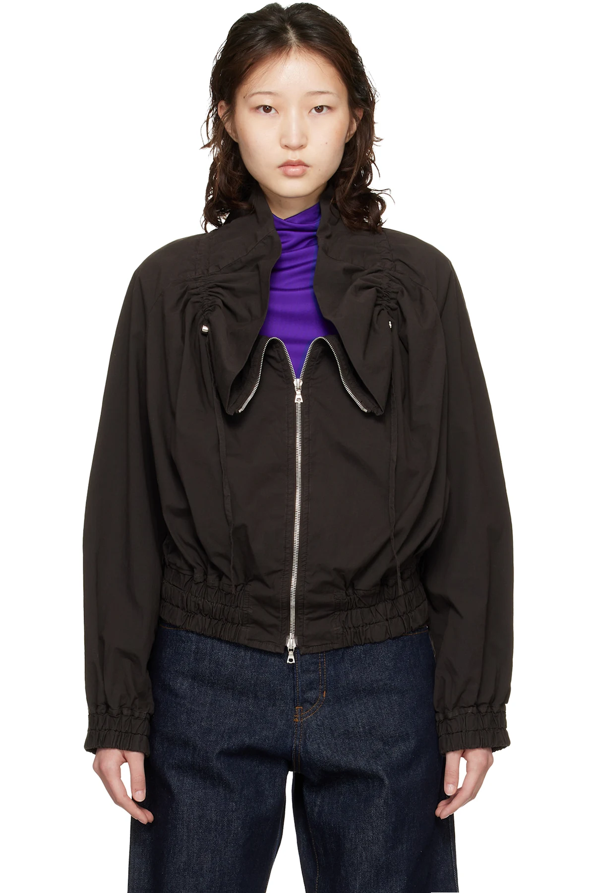 Brown Cocoon Bomber Jacket