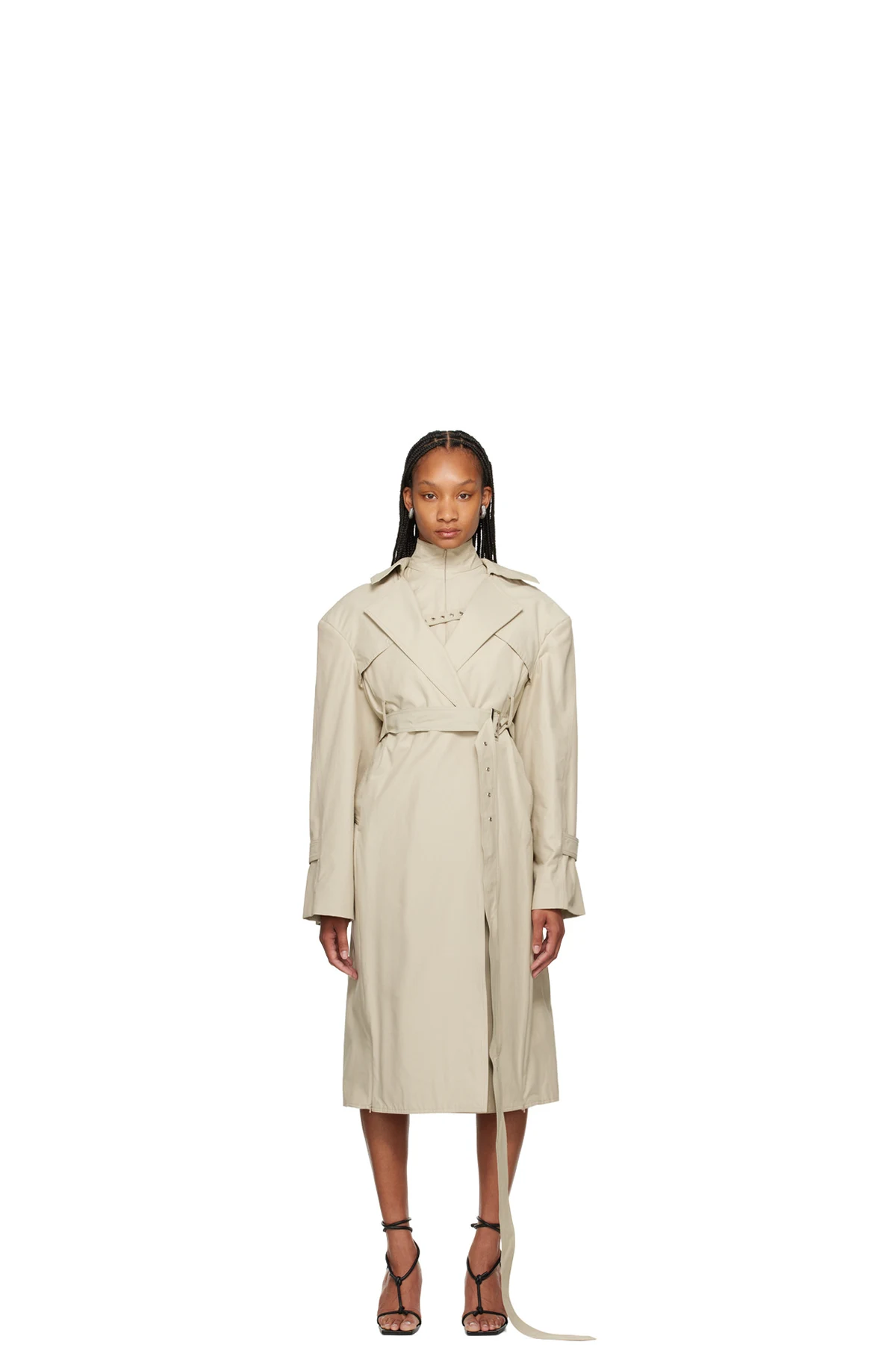 Beige Oren Trench Coat & Tank Top Set