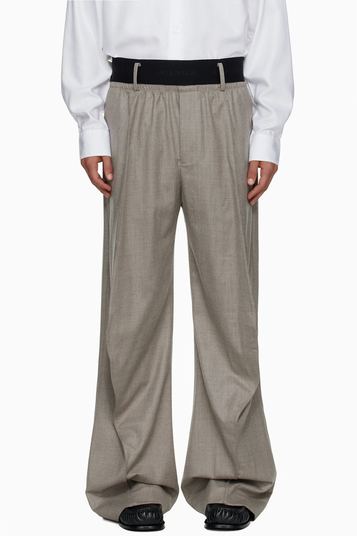 Taupe Knee Shape Tailored Trousers