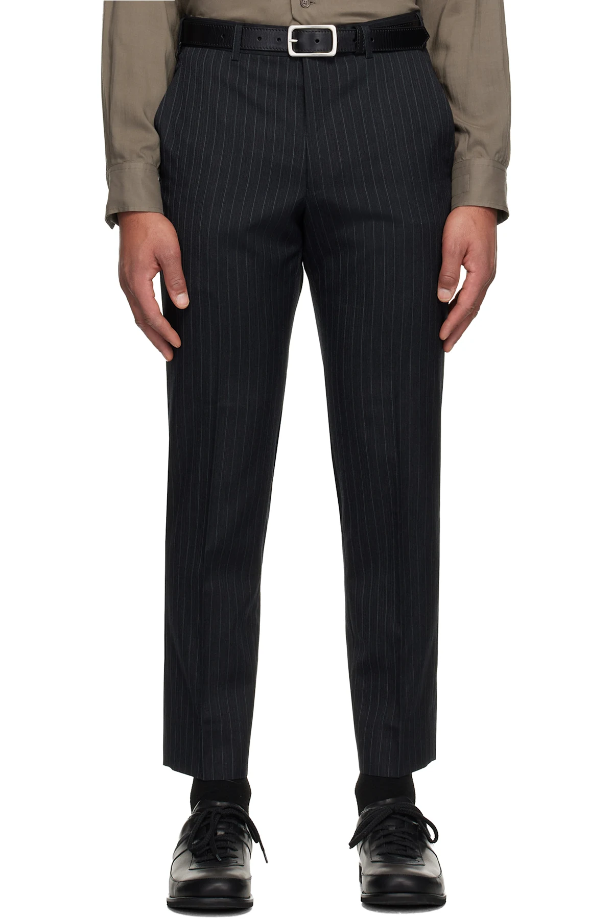 Gray Dobby Stripe Trousers