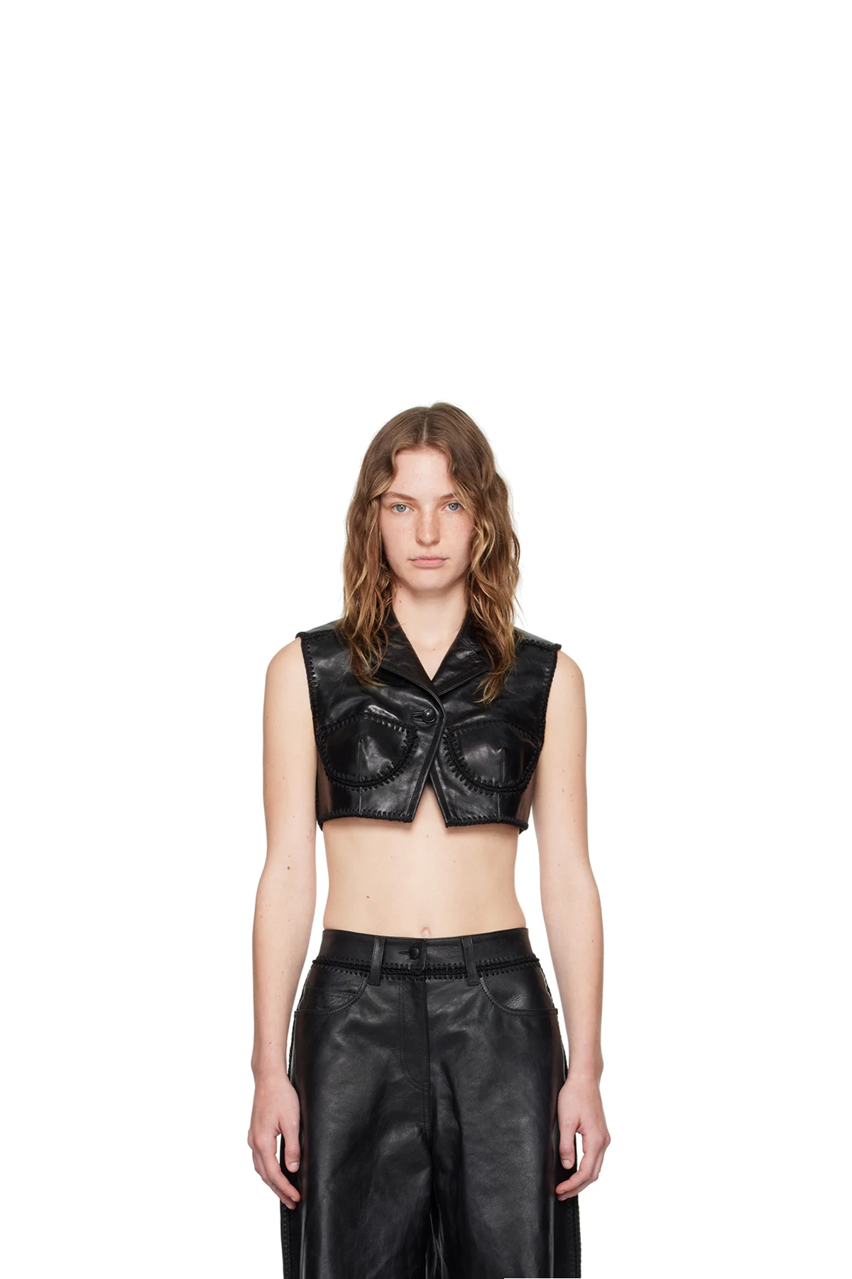 Black Sleeveless Cropped Vest