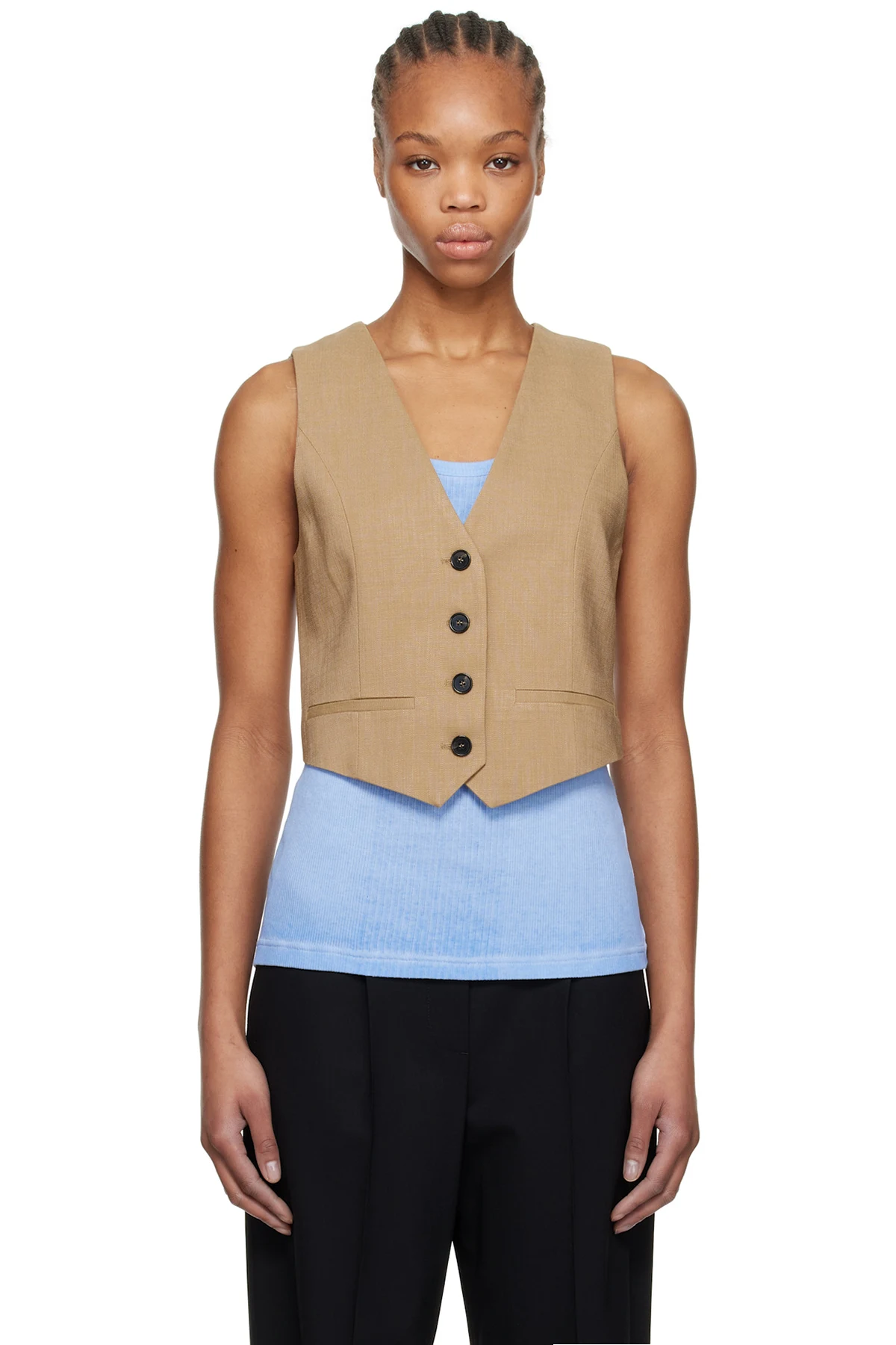 Beige Button Vest