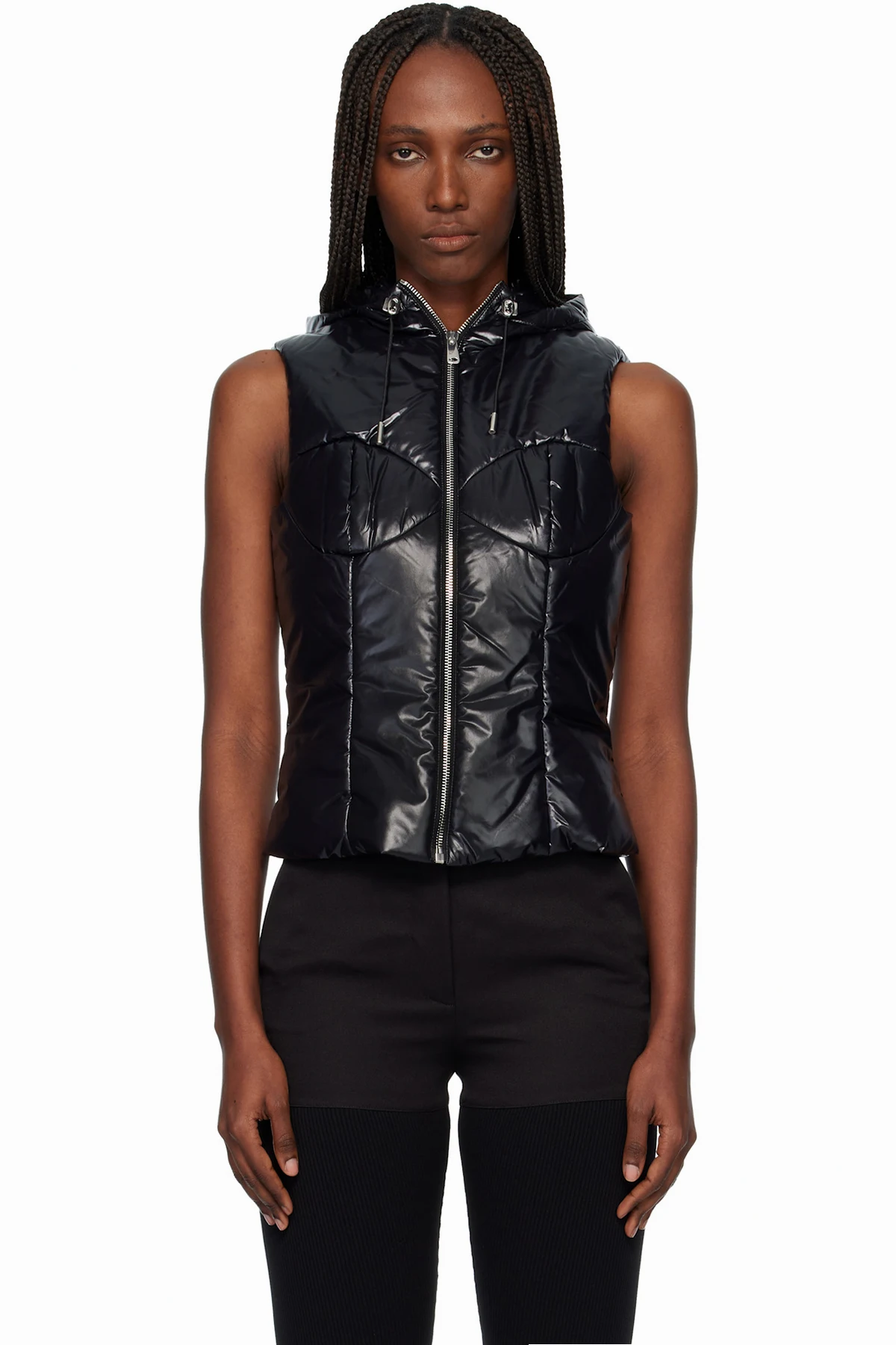 Black Hooded Puffer Vest