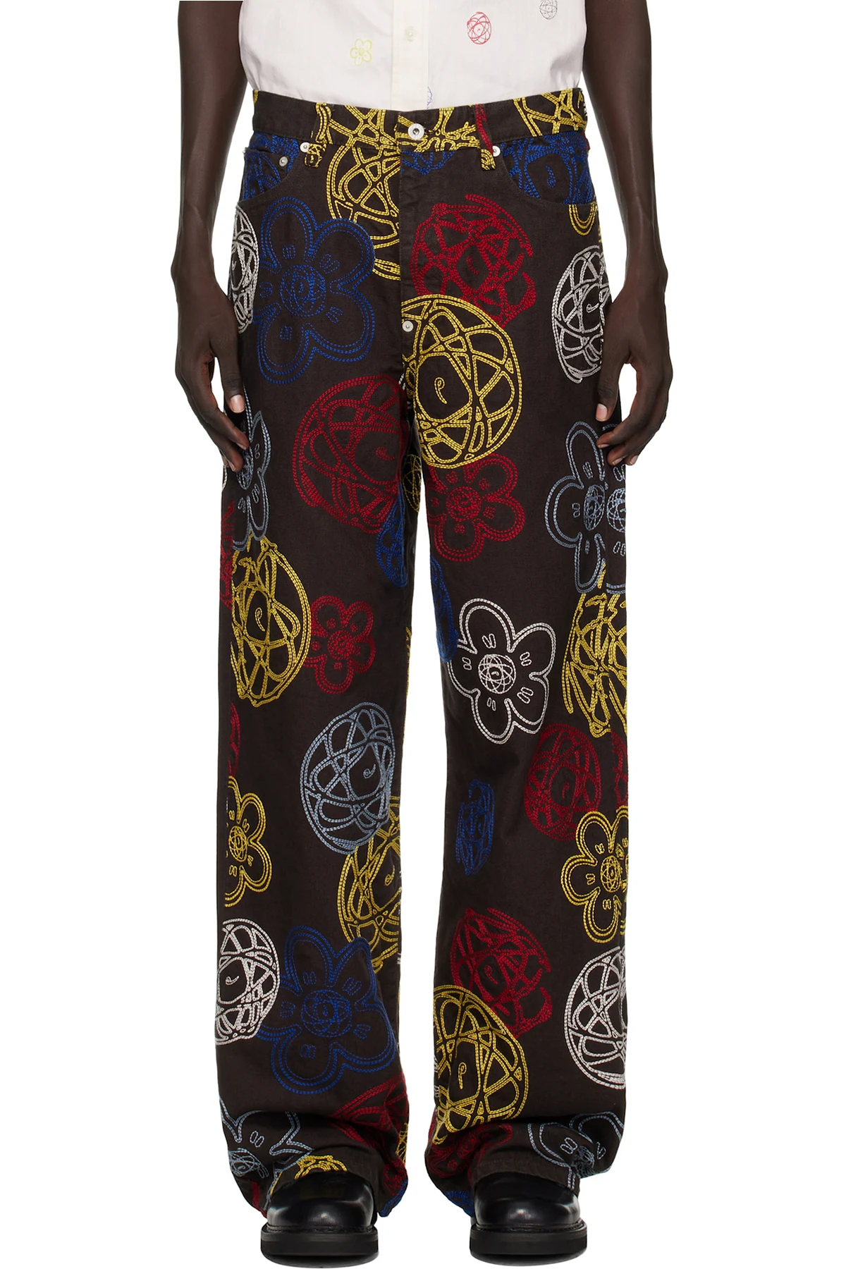 Brown Kenzo Paris Futura 2000 Edition Embroidered Trousers