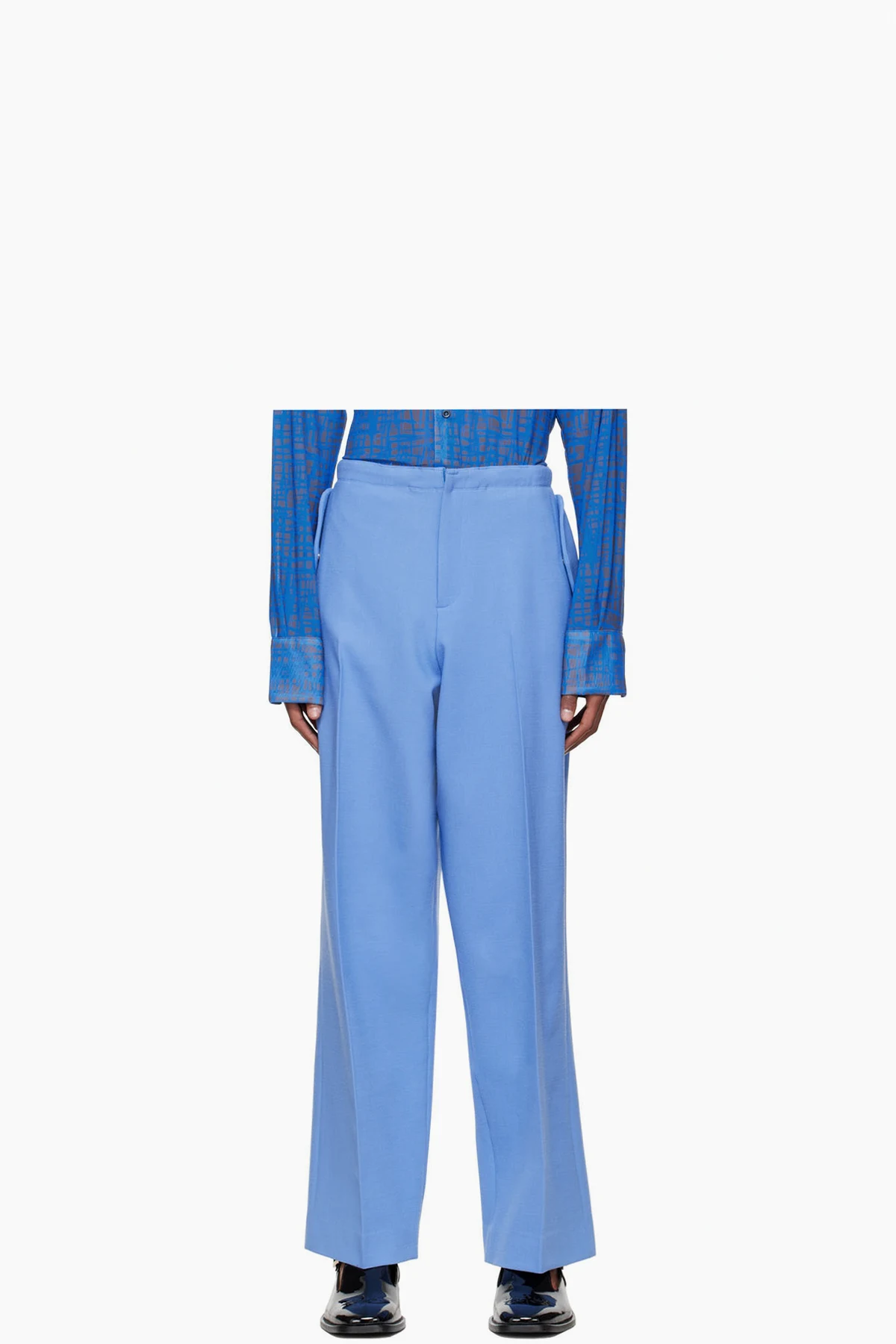 Blue Polyester Trousers
