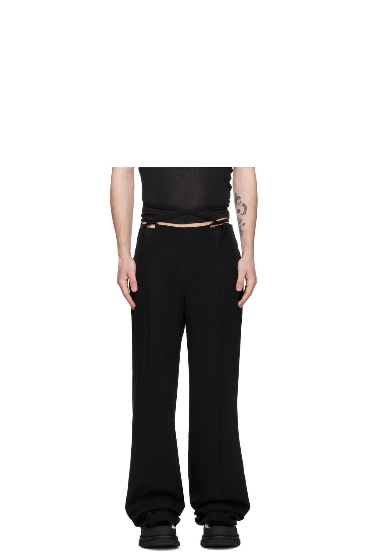 Black V-Wire Trousers