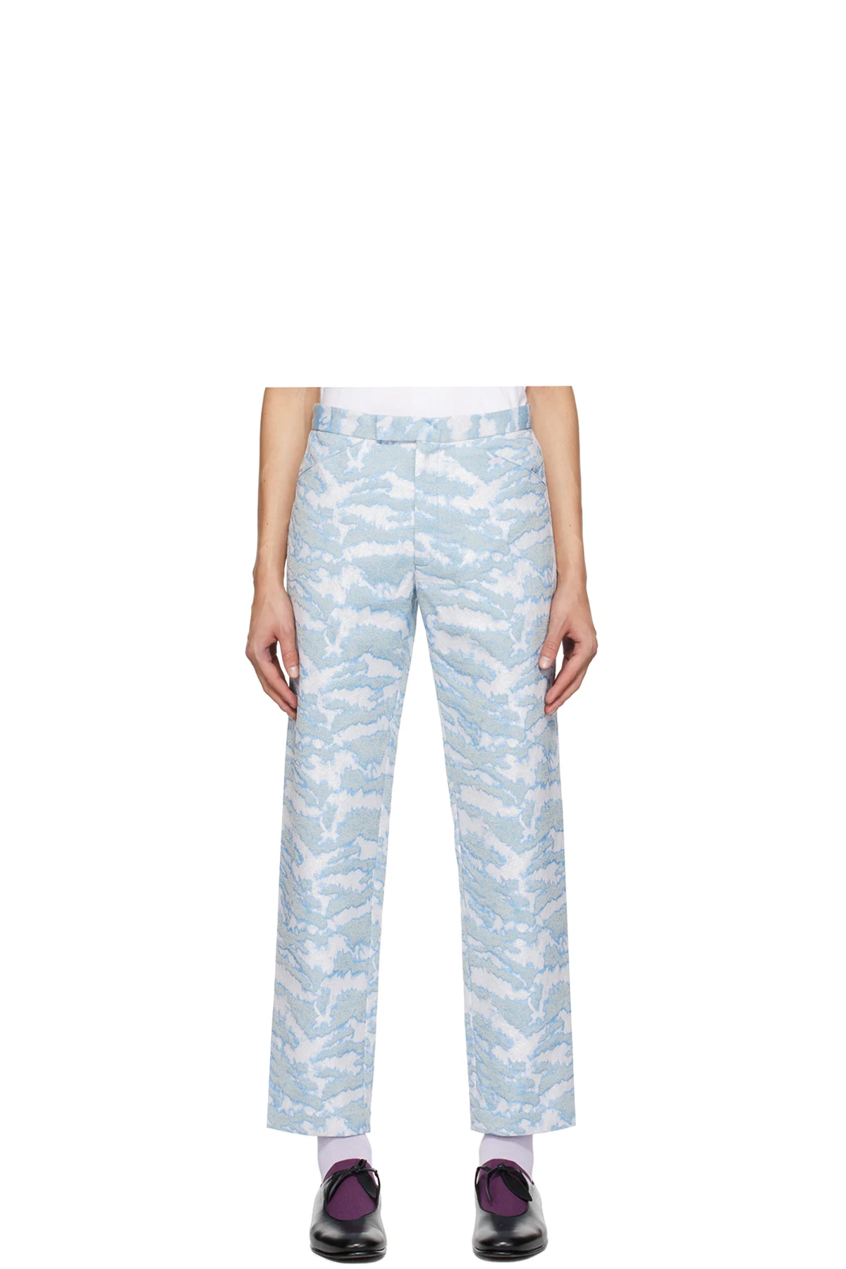 SSENSE Exclusive Blue & White Trousers
