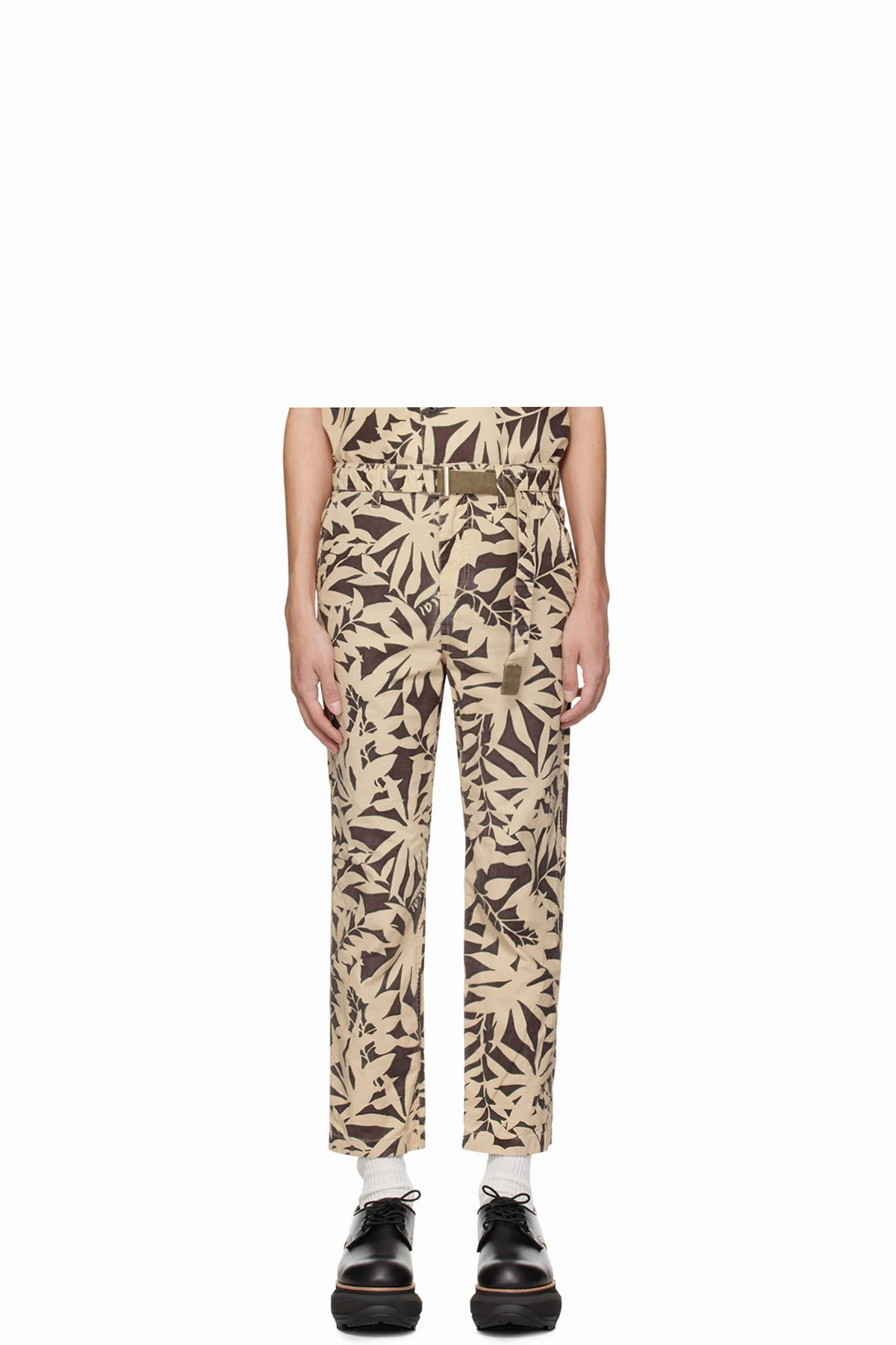 Beige & Brown Printed Trousers