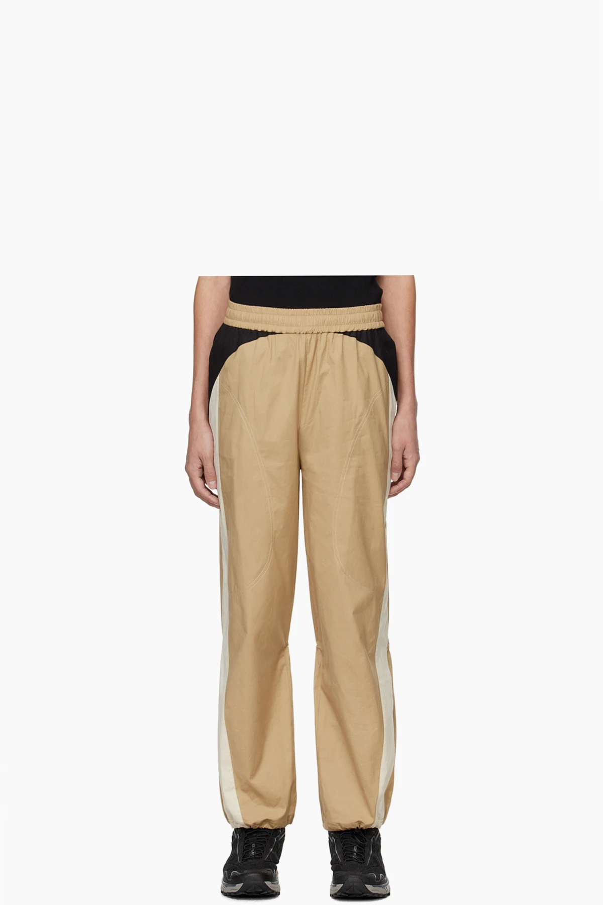 Beige Blocked Trousers