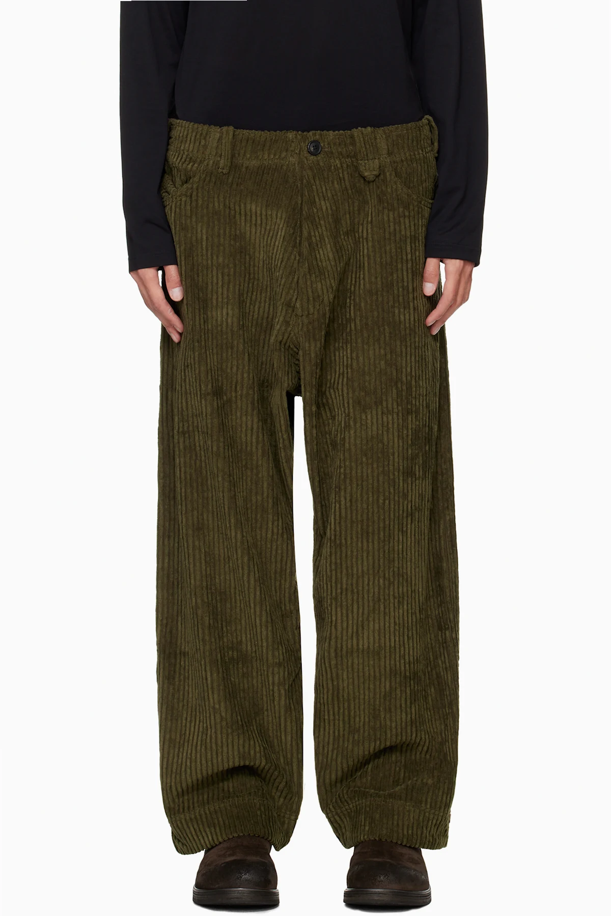 Green O-Project Wide Wale Corduroy Trousers