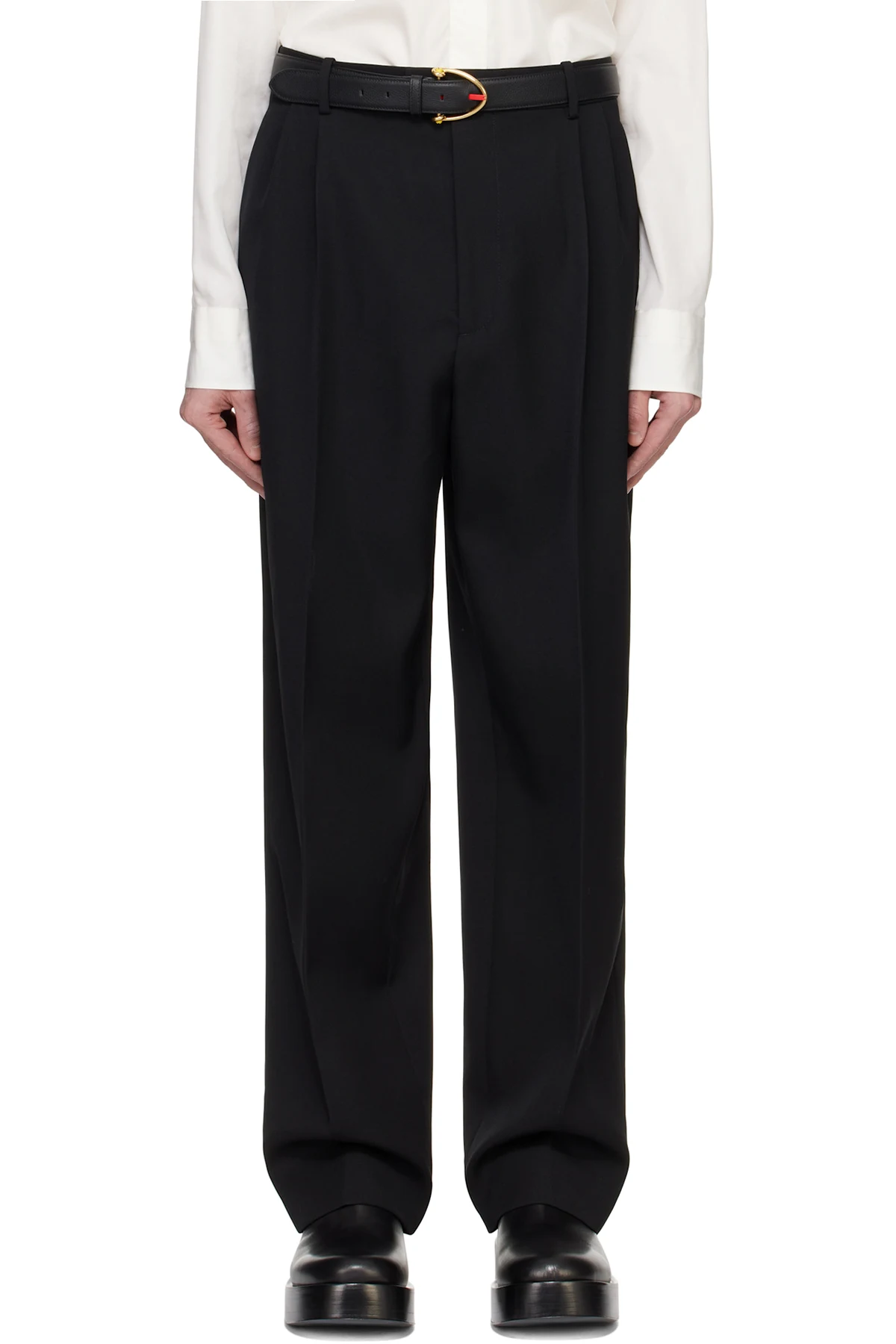 Black Wool Twill Trousers