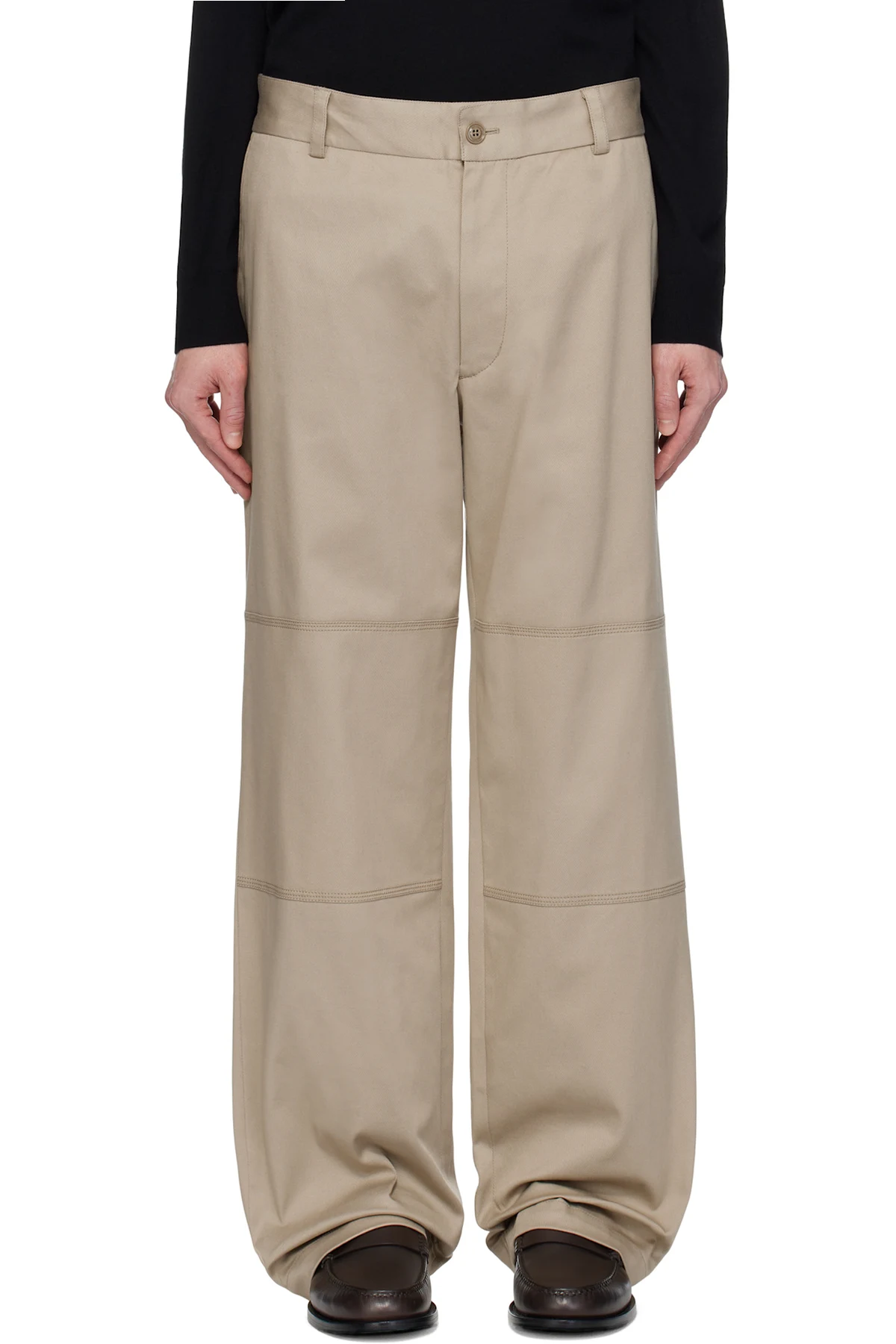 Beige Cotton Gabardine Trousers
