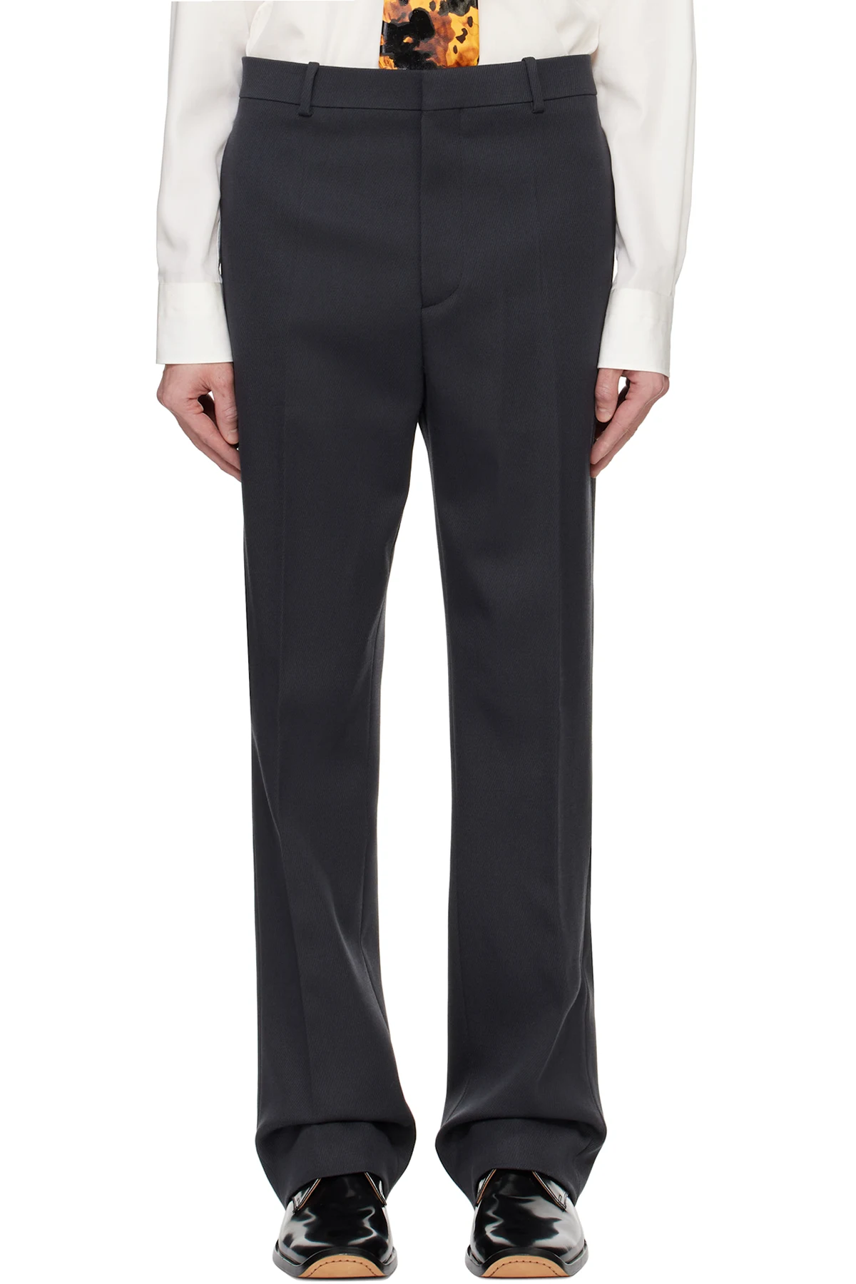 Gray Stretch Wool Tricotine Trousers