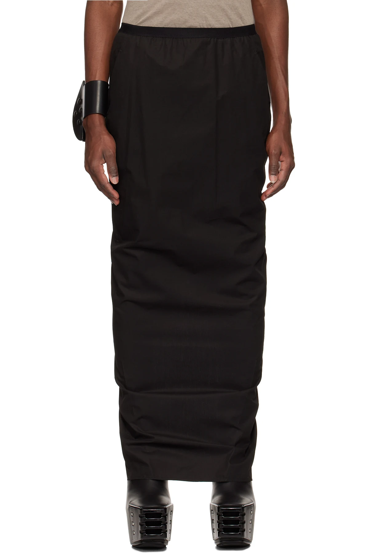 Black Hollywood Soft Pillar Long Skirt