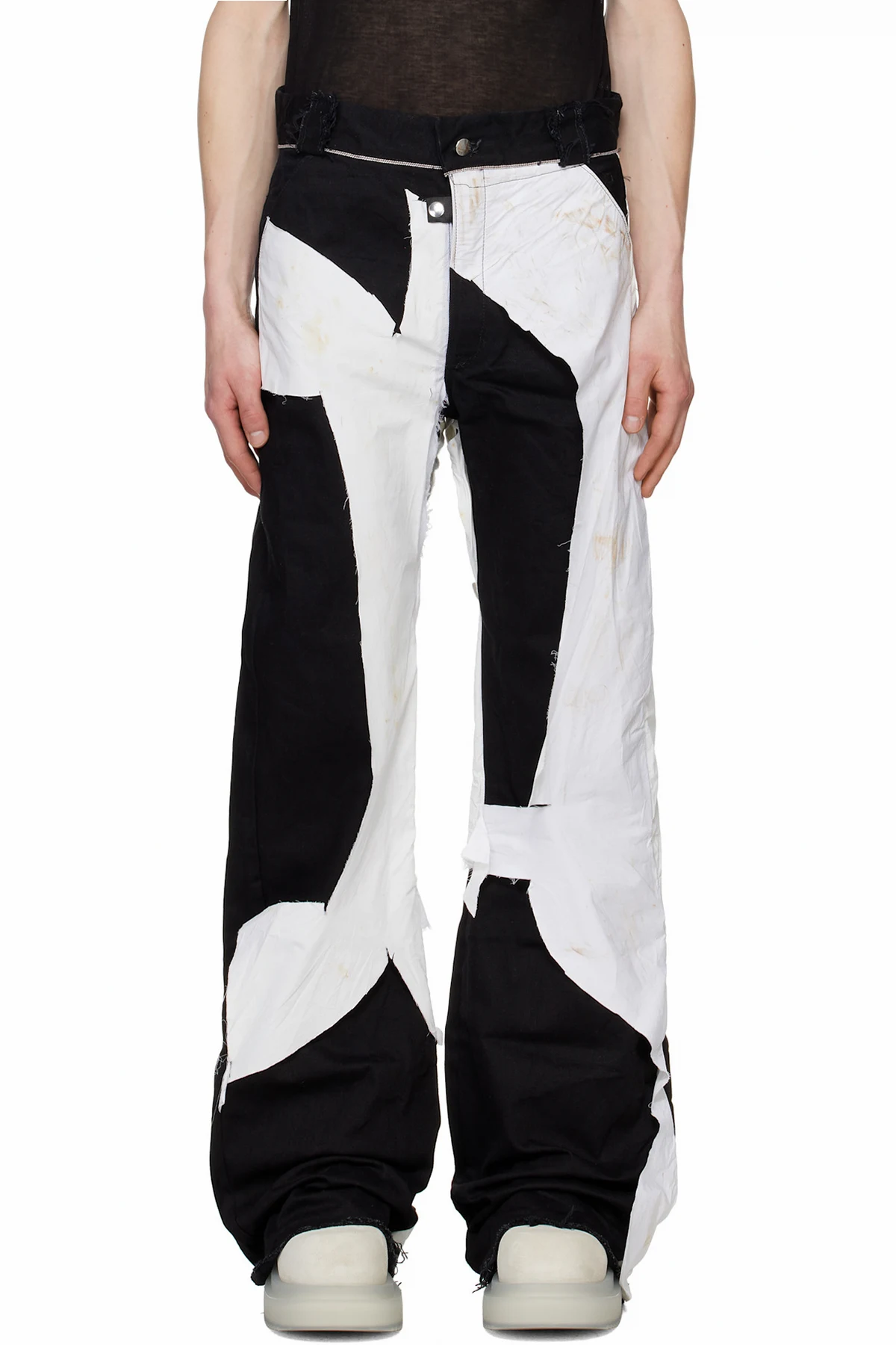 White & Black Cutout & Swampwash Trousers