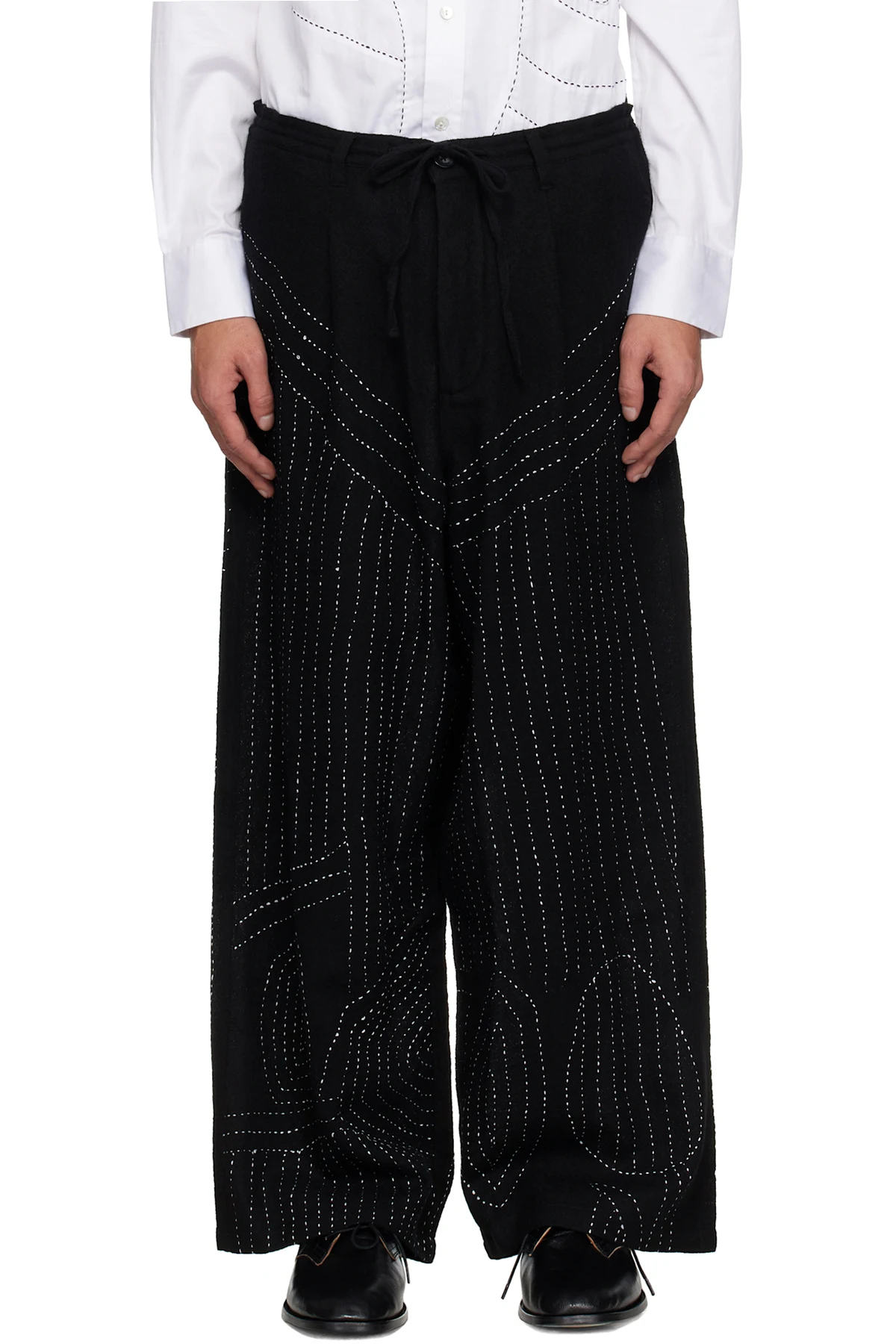 Black Anatomical BORO Multipleat Trousers