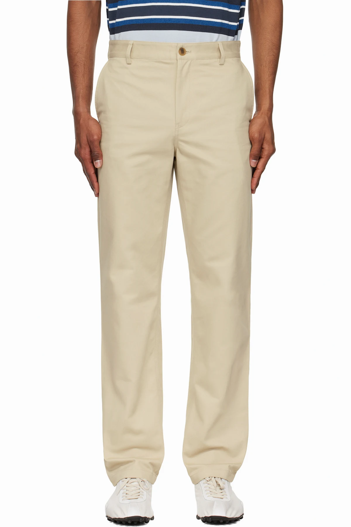 Beige Casual Chino Trousers