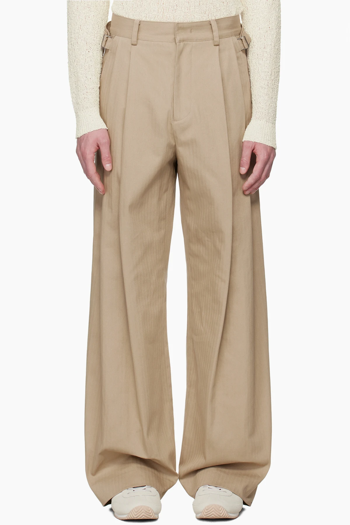 SSENSE Exclusive Beige Herringbone Trousers