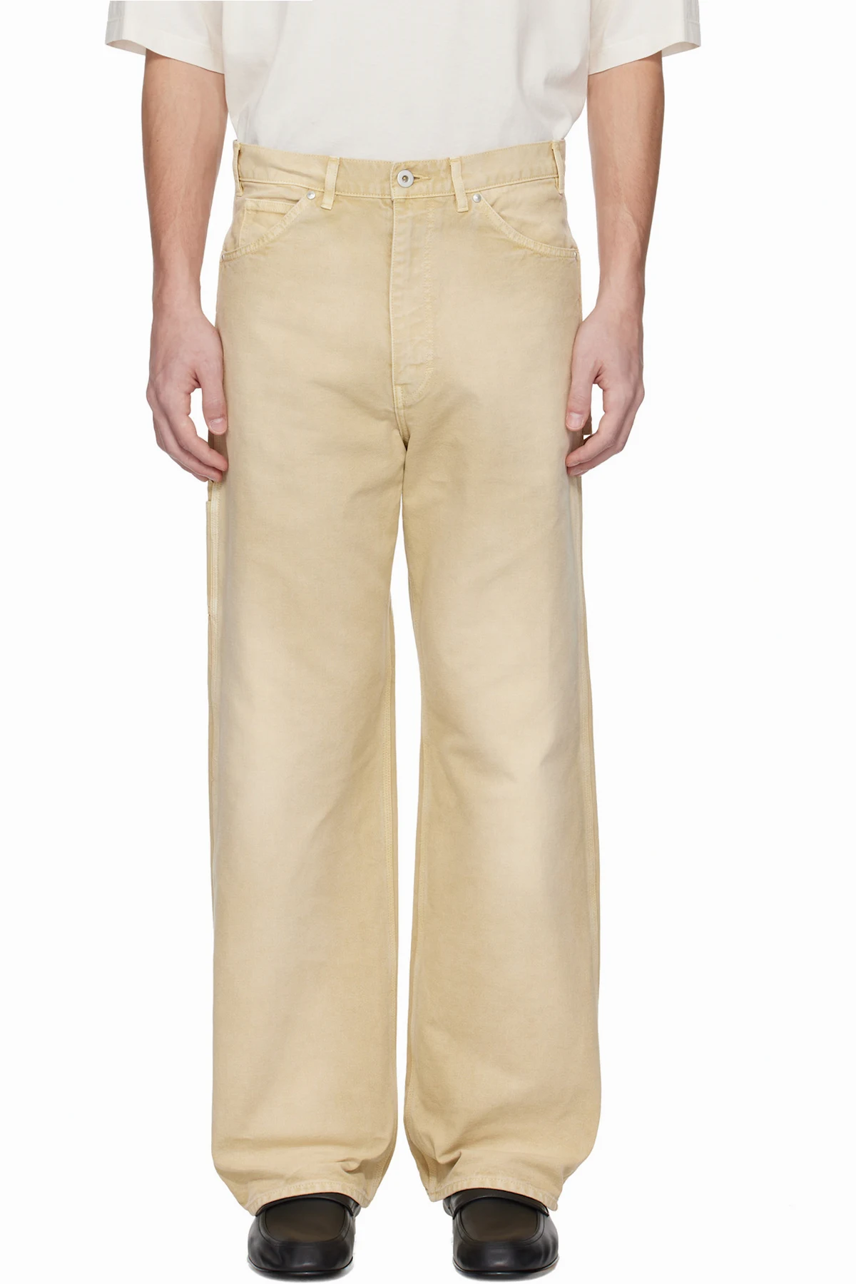 Beige Organic Cotton Duck Trousers
