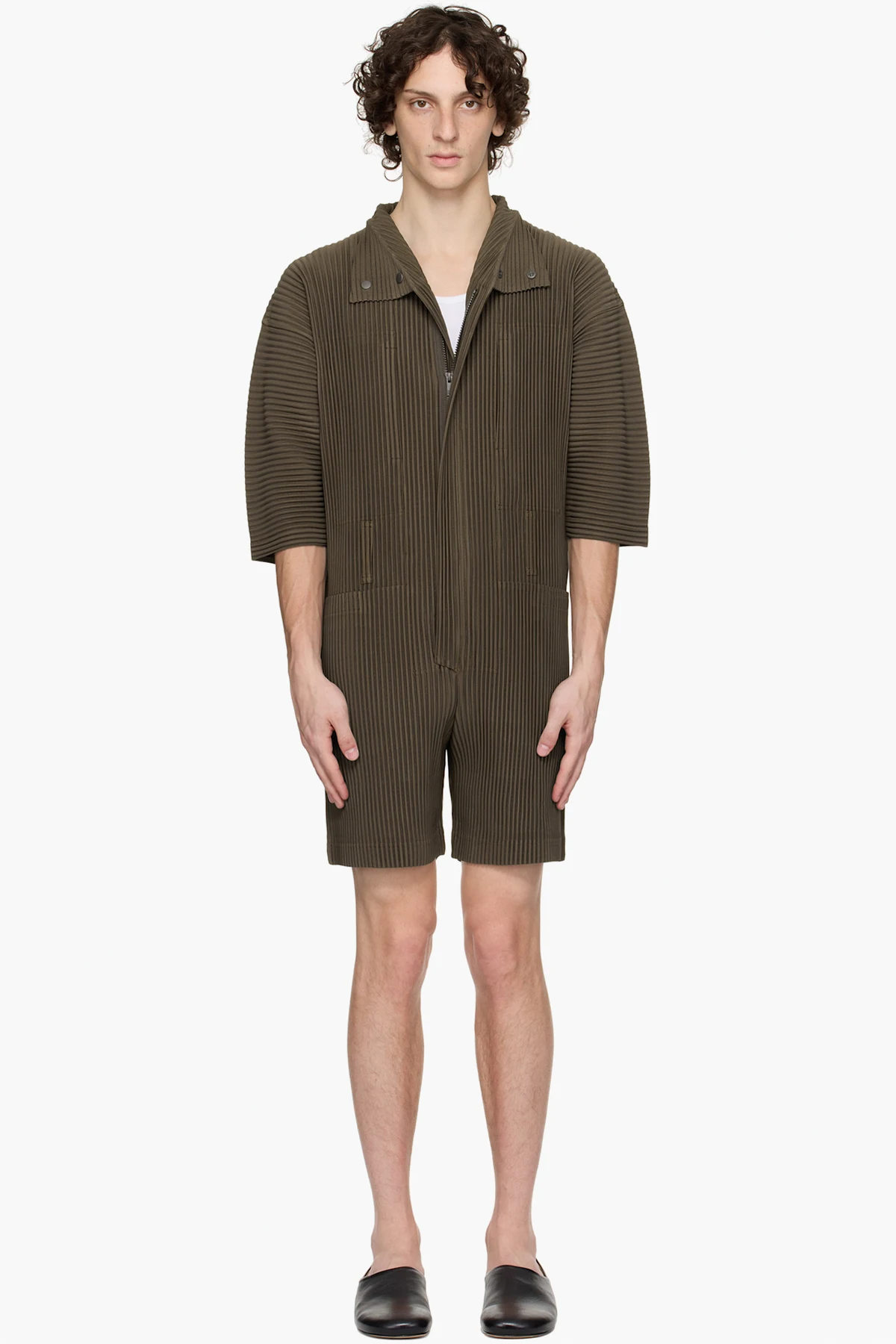 Brown Pleats Bottoms 3 Jumpsuit