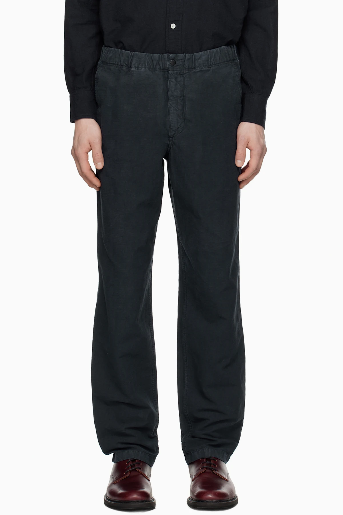 Navy Ezra Relaxed Cotton Linen Trousers