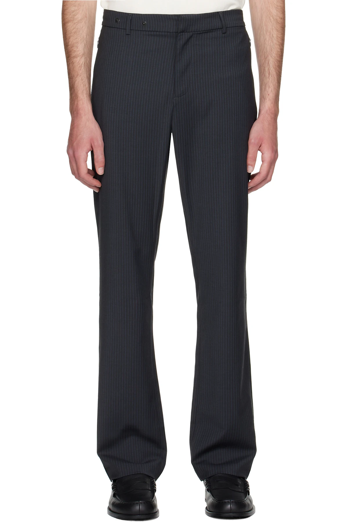 Gray Serge Straight-Leg Trousers