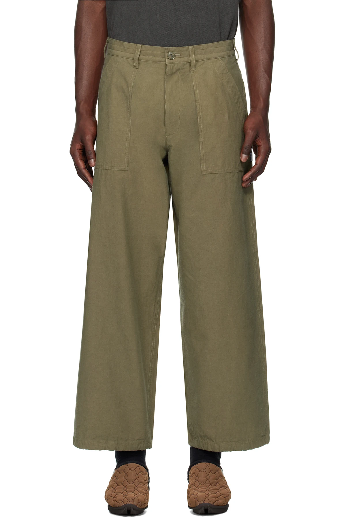 Khaki Wide Baker Trousers