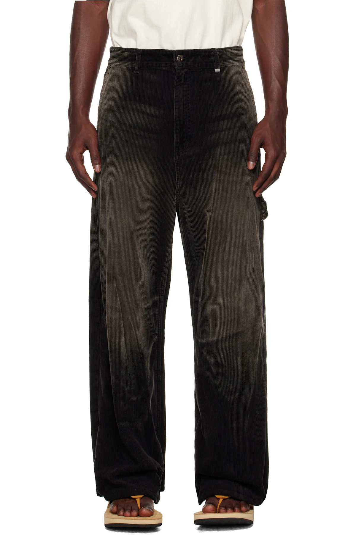 Black Vintage Wash Corduroy Trousers