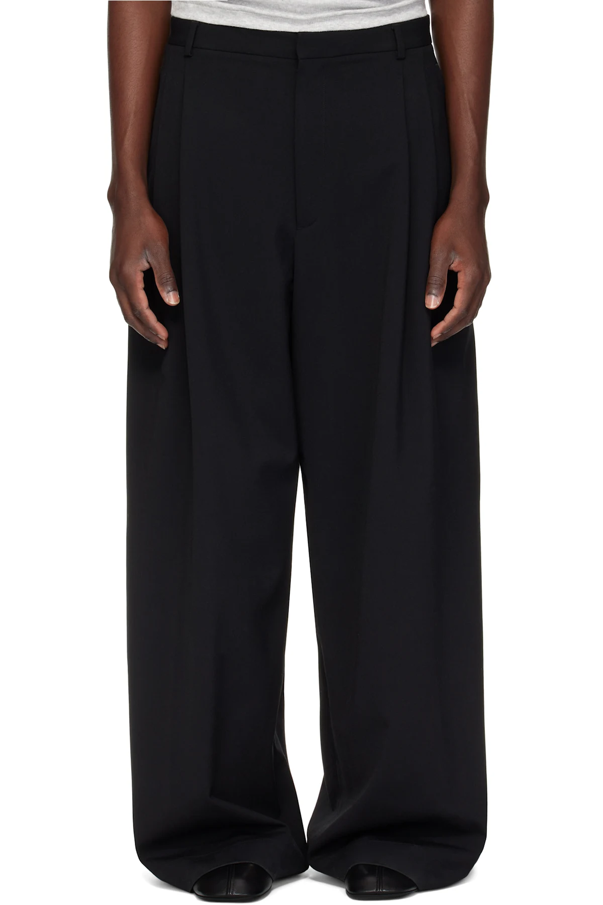 Black Jumbo Wide Leg Trousers