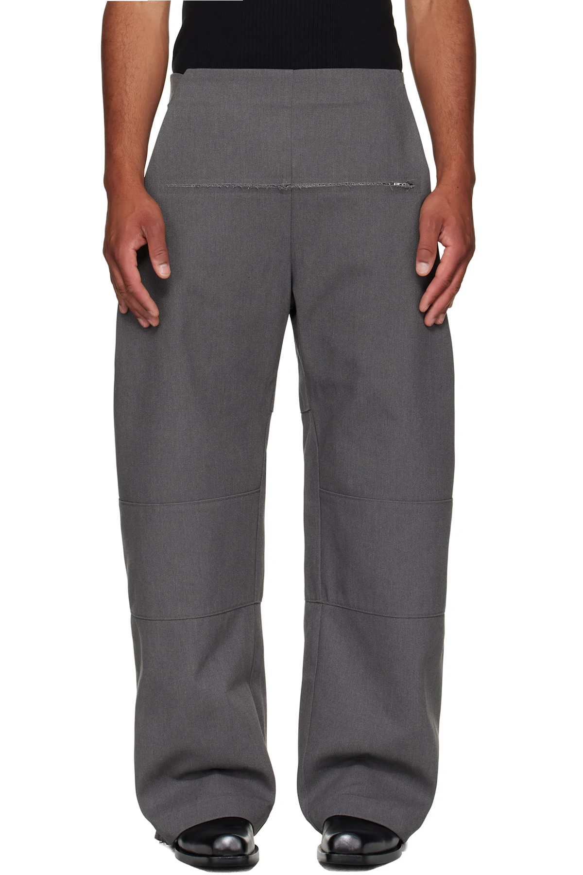 Gray Zip Detail Trousers