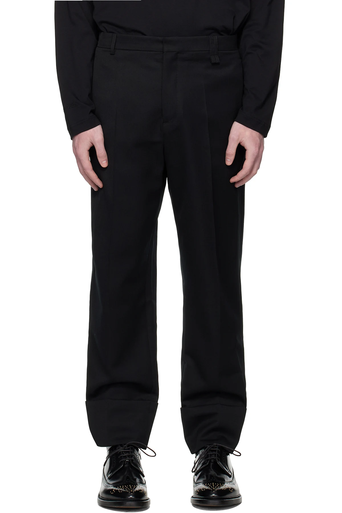 Black Cuffed Straight Leg Trousers
