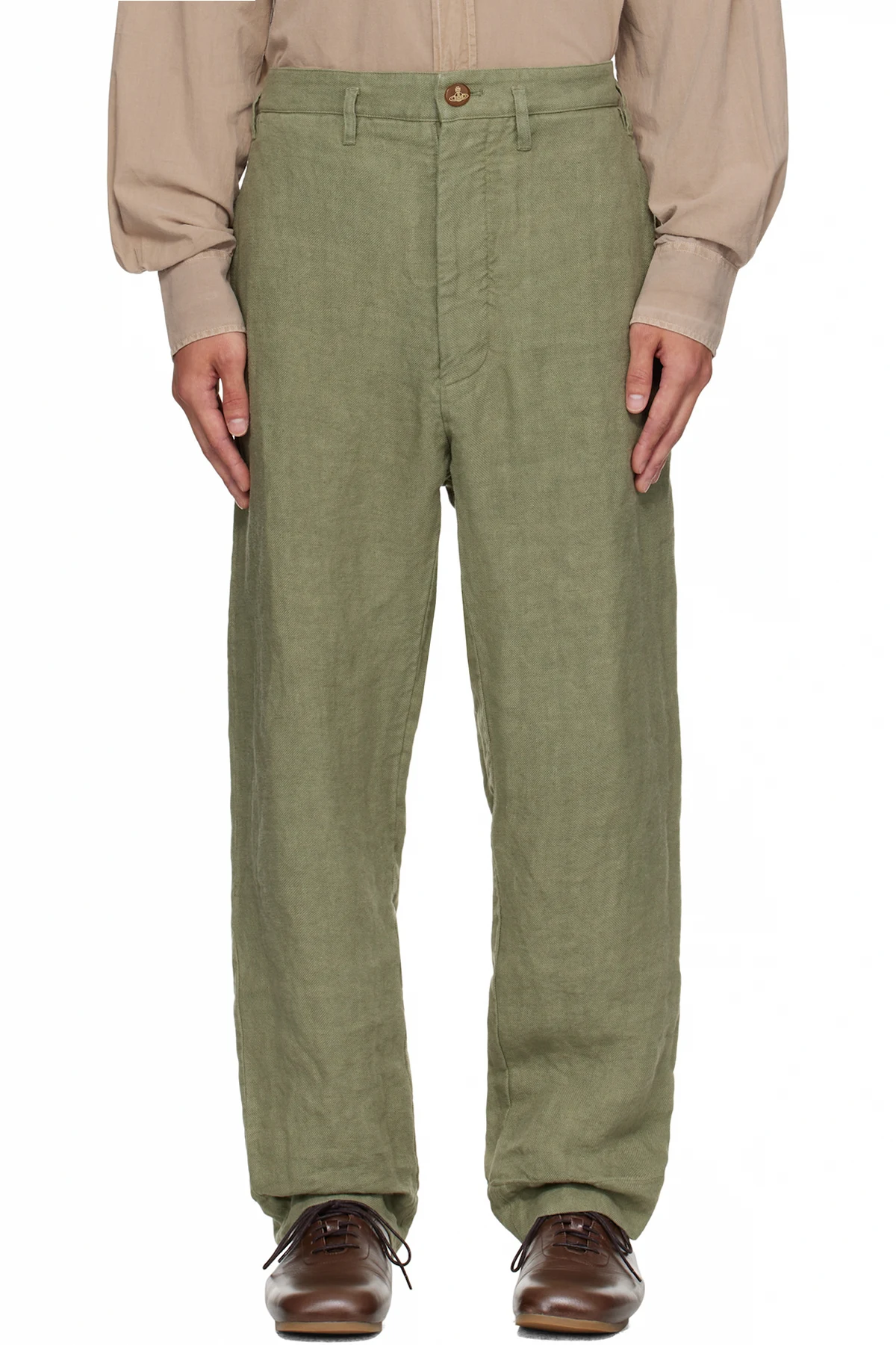Khaki Cropped Cruise Trousers