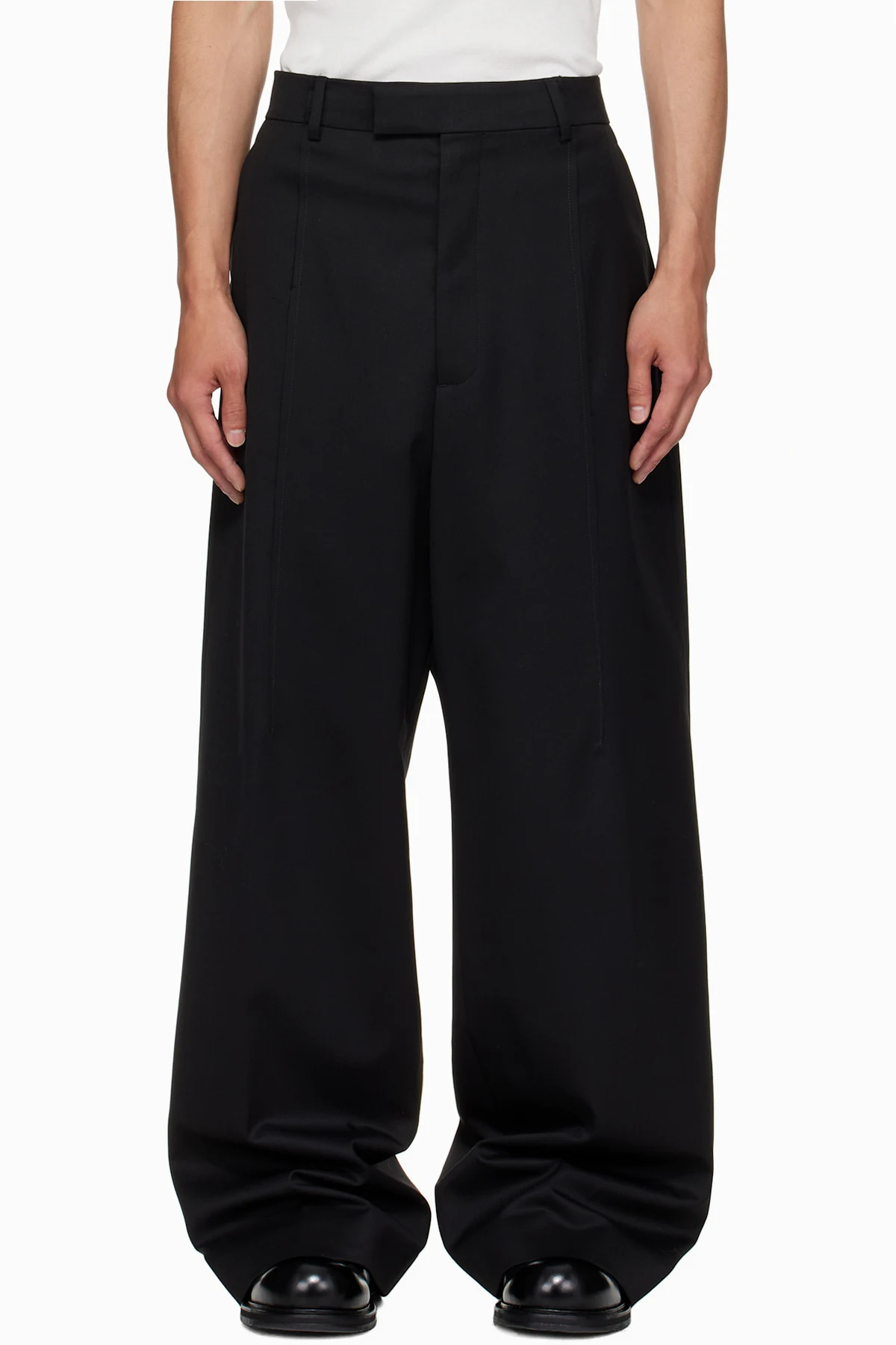 Black Cut Baggy Tailored Trousers