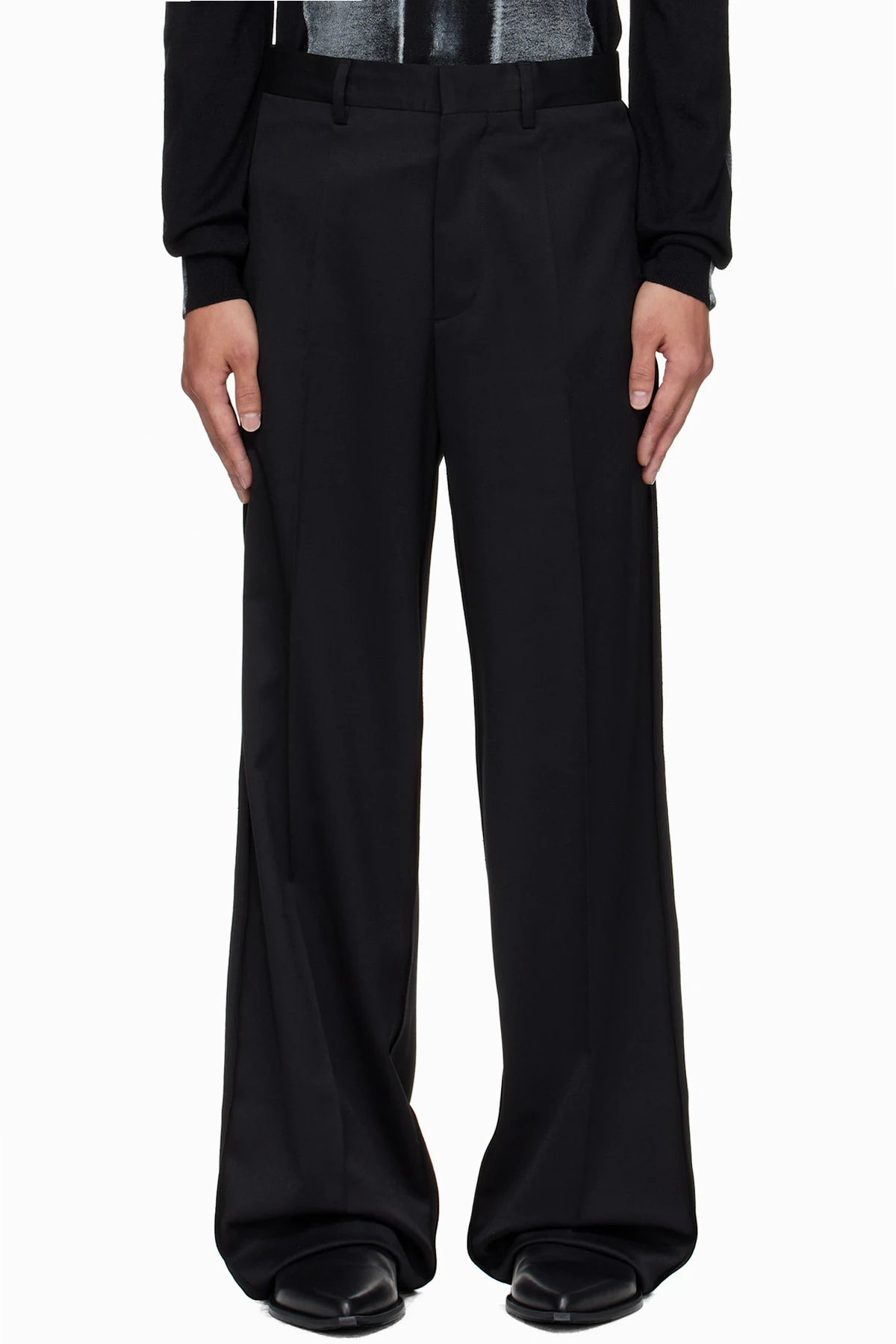 Black Wool Tailored Trousers