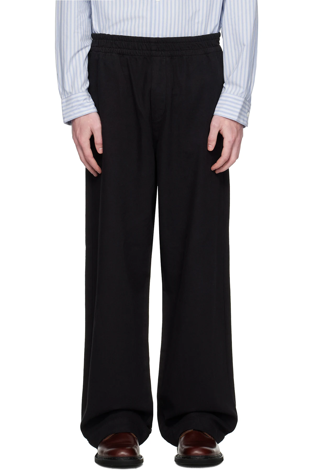 Black Elasticated Wide Leg Trousers
