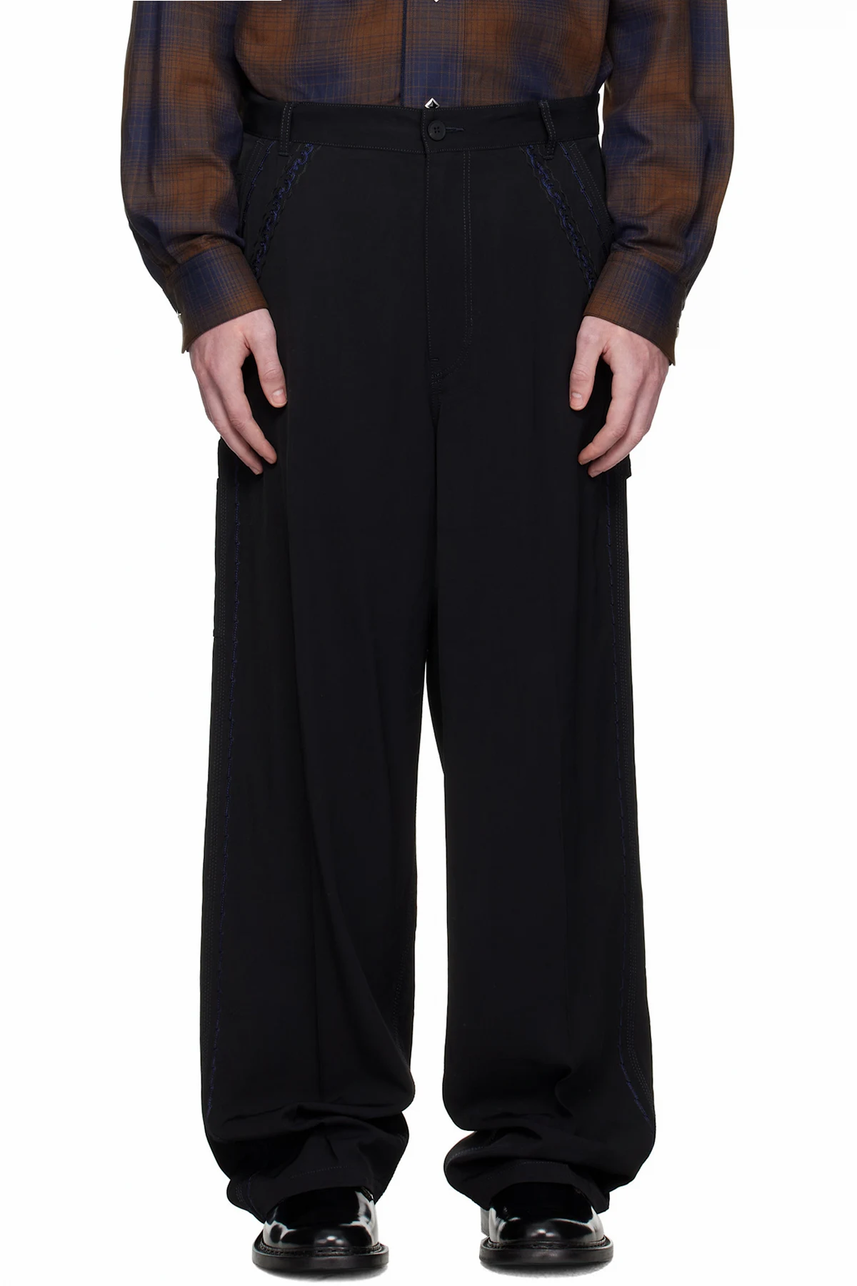 Black Viscose Twill Trousers