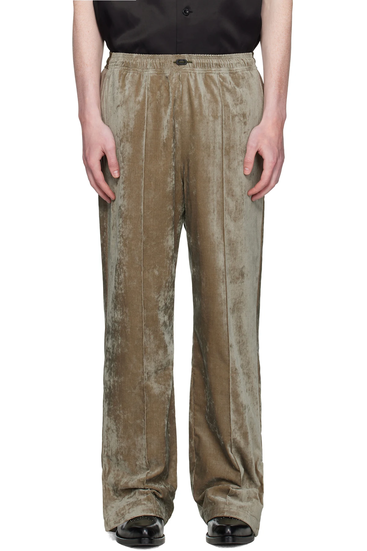 Khaki Velvet Track Pants
