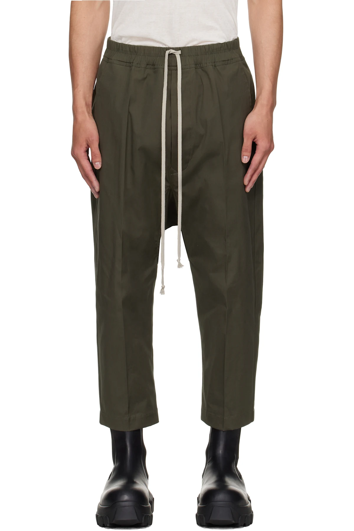 Khaki Concordians Drawstring Cropped Trousers