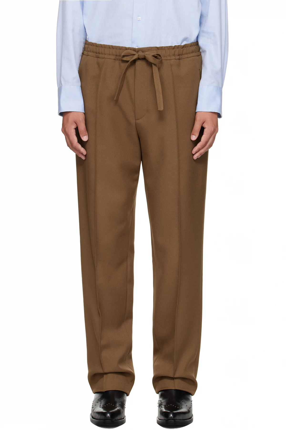 Khaki Techno Drape Gabardine Trousers