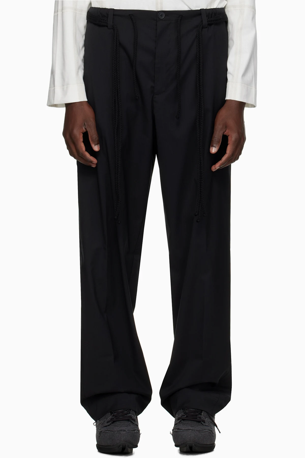 Black Elasticized Worker Trousers