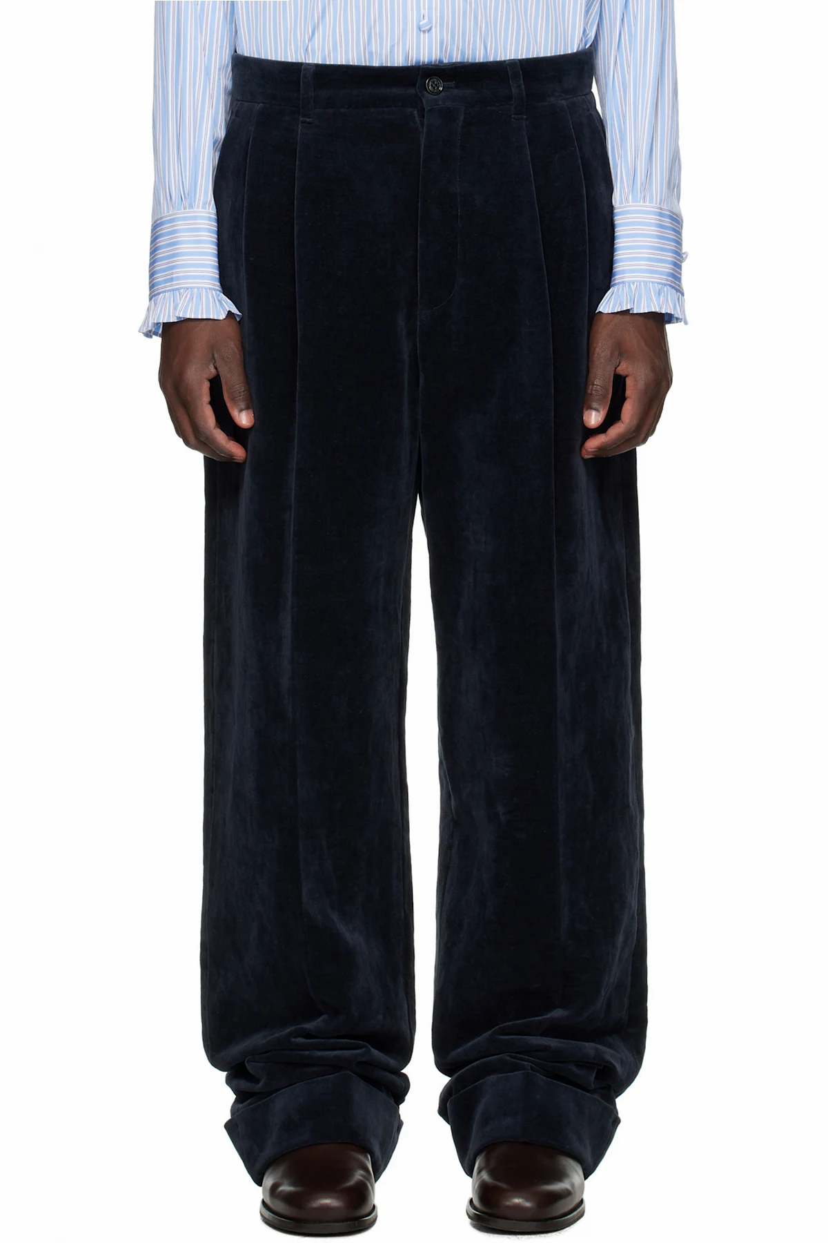 Navy Pleated Trousers